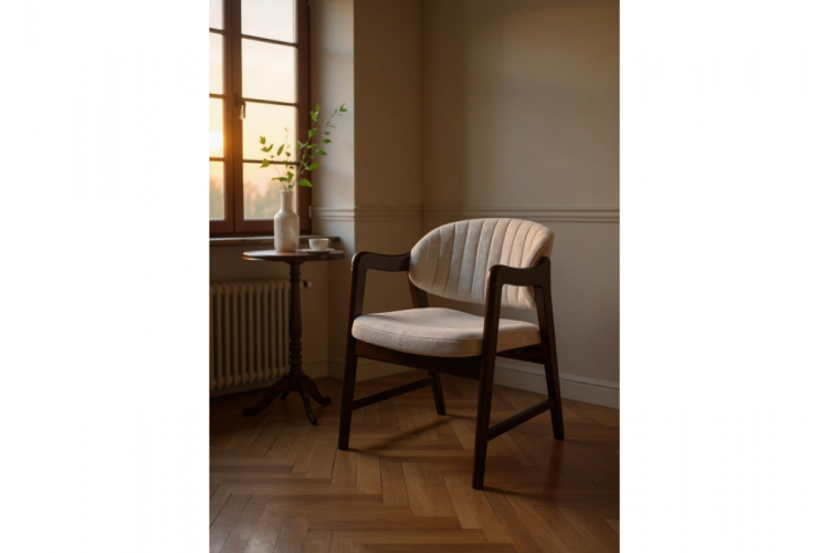 Стул деревянный Никсон ткань мешковина 9199-2 / цвет орех-1