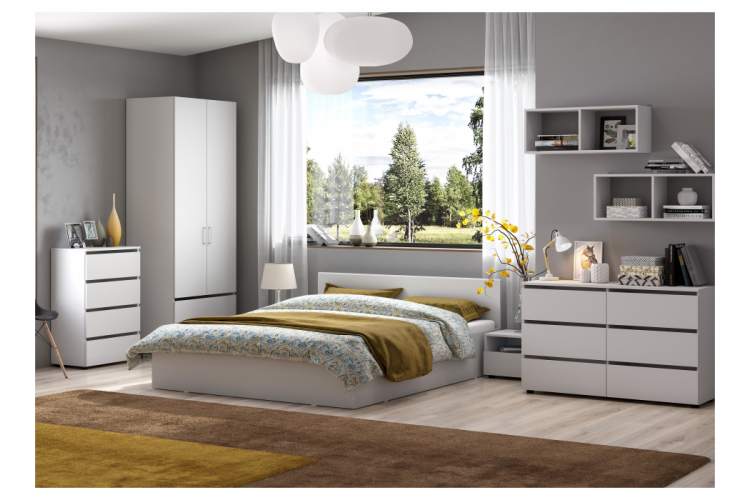 Шкаф двухстворчатый Валенсия белый текстурный-6