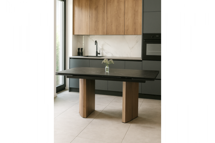 Керамический стол Монерон 180(240)x90 shakespeare black / орех кантри-1