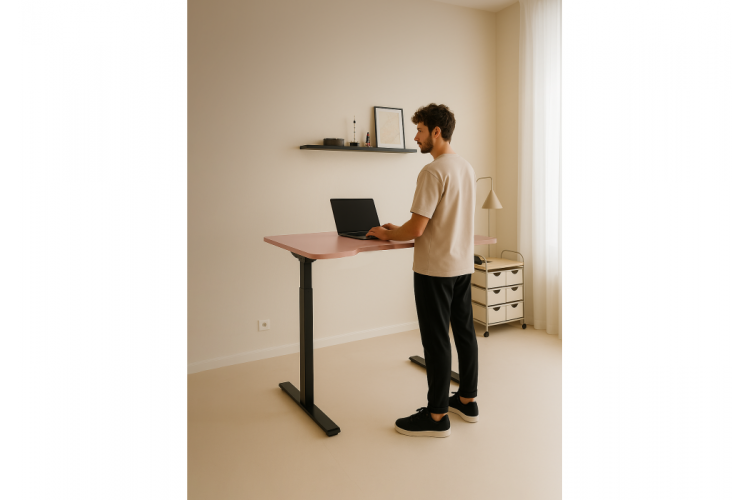 Компьютерный стол Маркос 140х80 розовый / черный-1