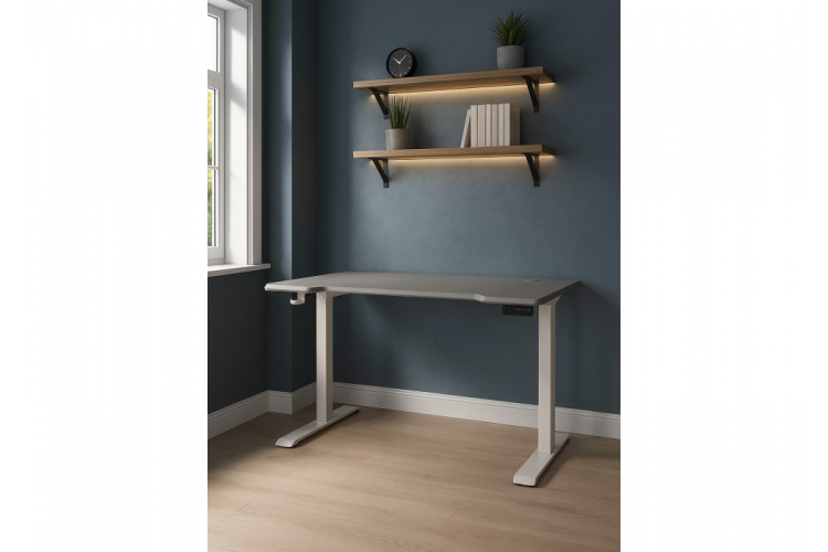 Компьютерный стол Маркос 140х80 светло-серый / белый-2