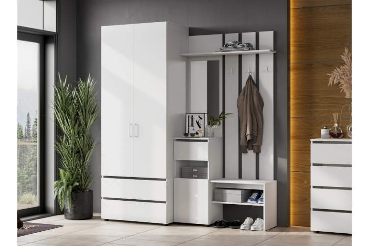 Шкаф двухстворчатый Валенсия белый текстурный-1