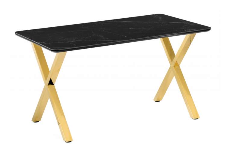 Керамический стол Селена 3 160х90 черный мрамор / золото