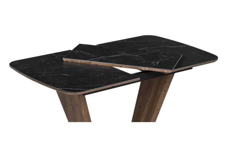 Керамический стол Петир 120(160)х80х75 черный мрамор / орех / черный-4