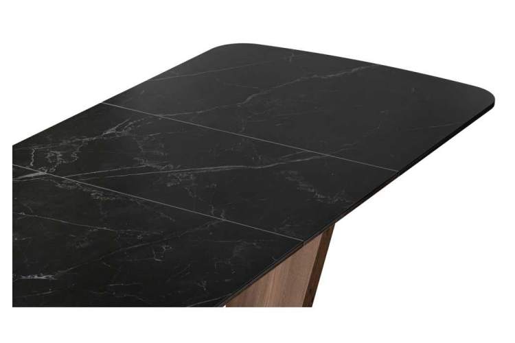 Керамический стол Петир 120(160)х80х75 черный мрамор / орех / черный-5