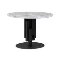 Стол стеклянный Калипсо 110 белый мрамор / черный