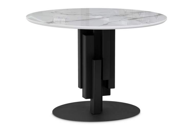 Стол стеклянный Калипсо 110 белый мрамор / черный