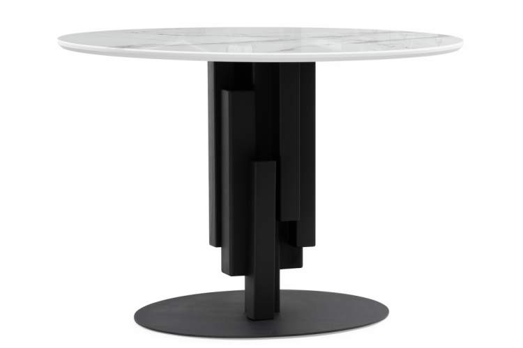 Стол стеклянный Калипсо 110 белый мрамор / черный-3
