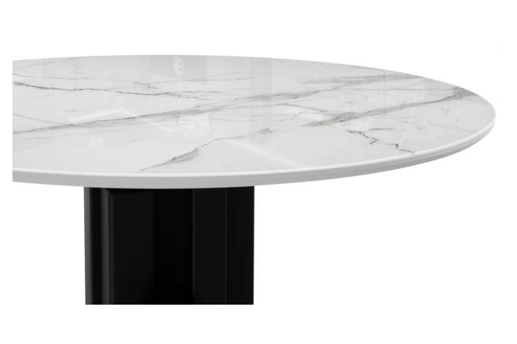 Стол стеклянный Калипсо 110 белый мрамор / черный-4