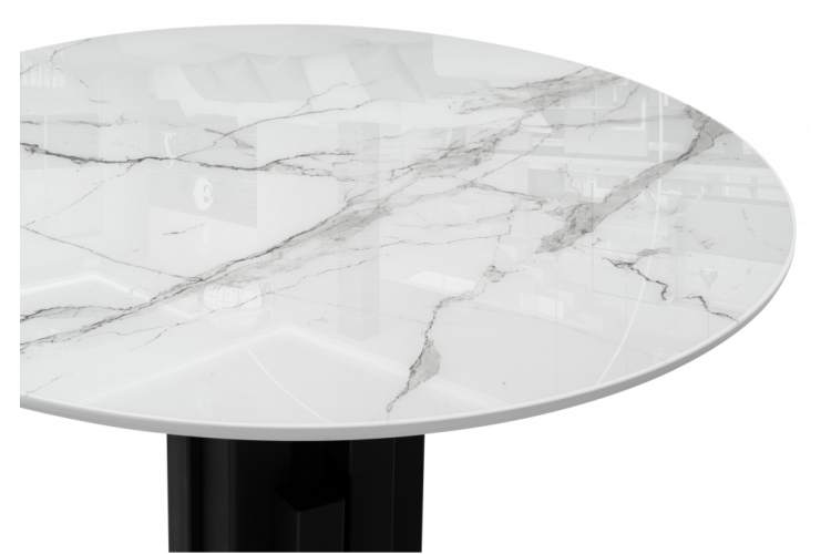 Стол стеклянный Калипсо 110 белый мрамор / черный-5