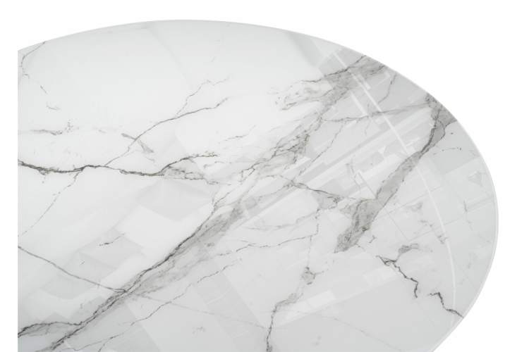 Стол стеклянный Калипсо 110 белый мрамор / черный-6