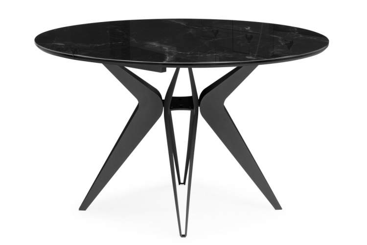 Стол стеклянный Рикла 120(160) черный мрамор / черный