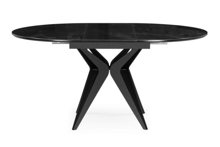 Стол стеклянный Рикла 120(160) черный мрамор / черный-2