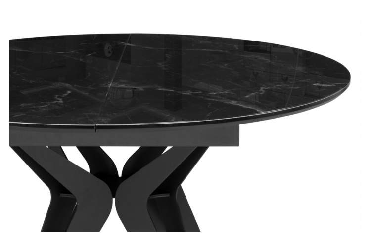 Стол стеклянный Рикла 120(160) черный мрамор / черный-3