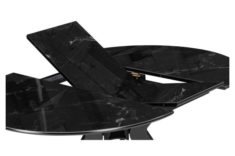 Стол стеклянный Рикла 120(160) черный мрамор / черный-4