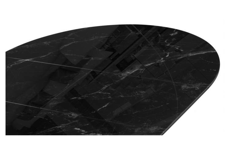 Стол стеклянный Рикла 120(160) черный мрамор / черный-5