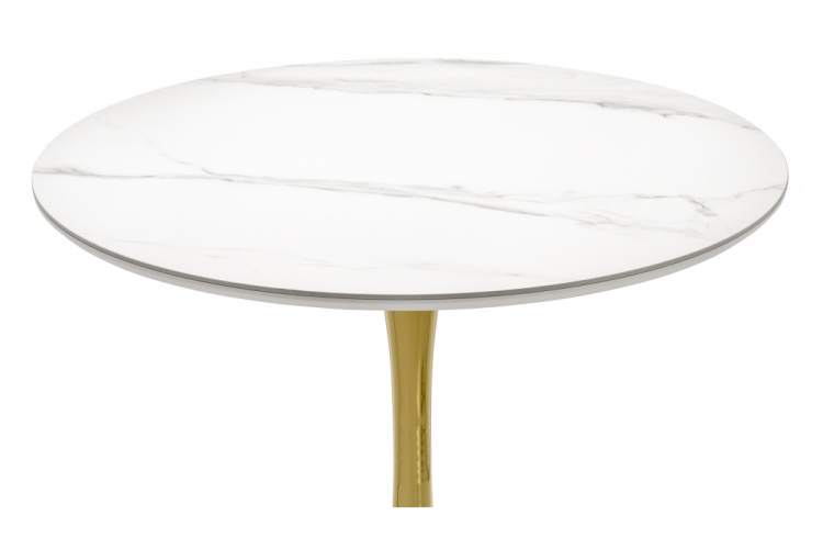 Керамический стол Тулип 90х73 белый мрамор / золото-2