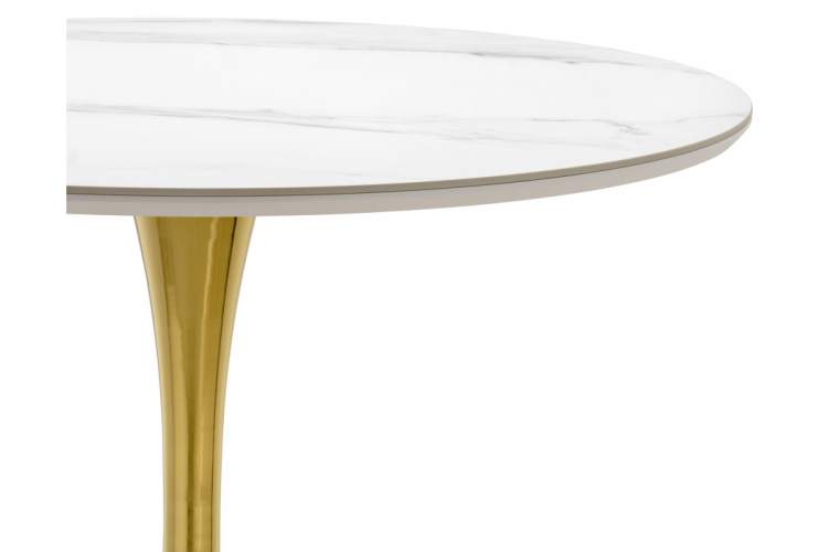 Керамический стол Тулип 90х73 белый мрамор / золото-3