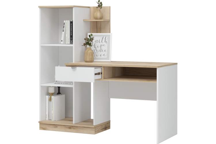 Компьютерный стол Джидда 1500 белый / дуб делано-4