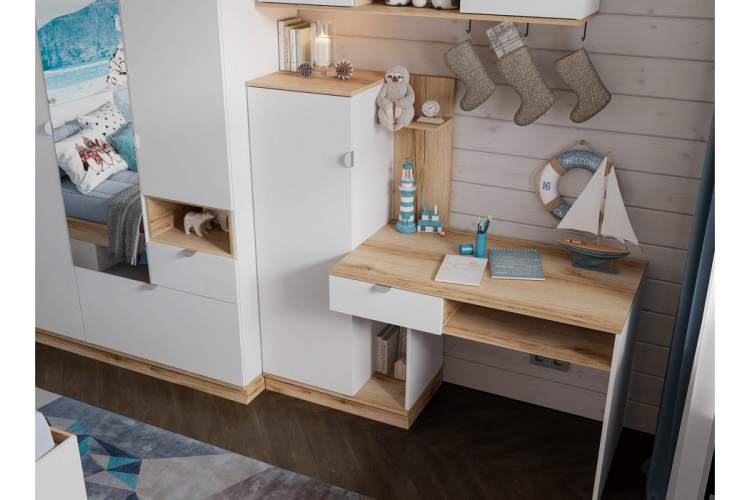 Компьютерный стол Джидда 1500 белый / дуб делано-5