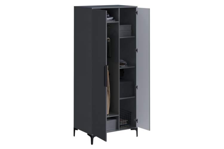 Шкаф Иадама двухстворчатый графит / графит софт-3