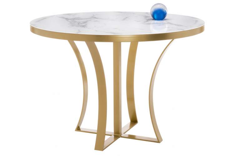 Стол стеклянный Нейтон белый мрамор / золото