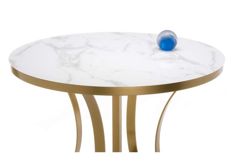 Стол стеклянный Нейтон белый мрамор / золото-2