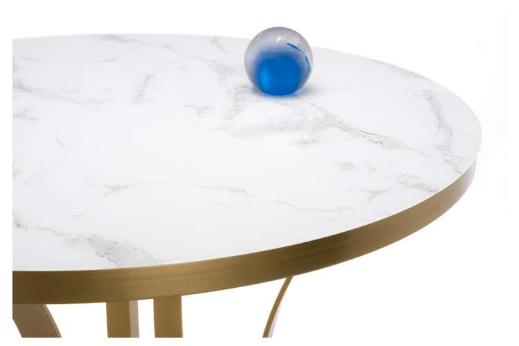 Стол стеклянный Нейтон белый мрамор / золото-3