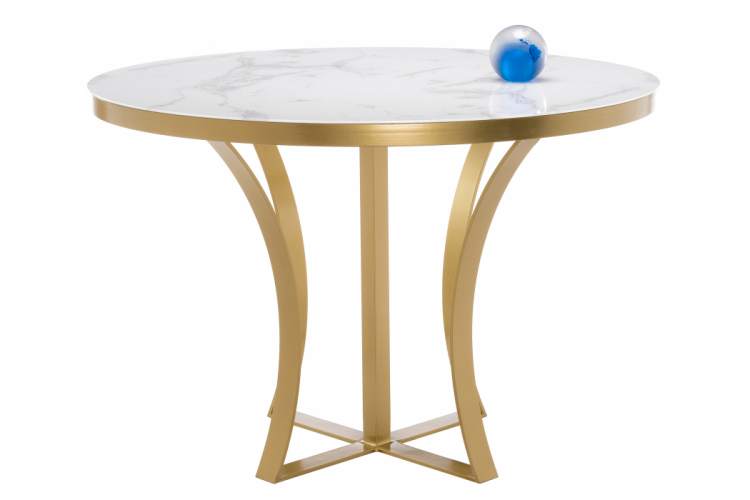 Стол стеклянный Нейтон белый мрамор / золото-5