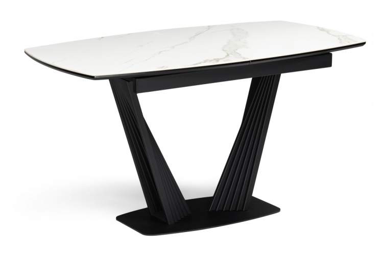 Керамический стол Вейл 140(180)х80 белый мрамор snow white / черный