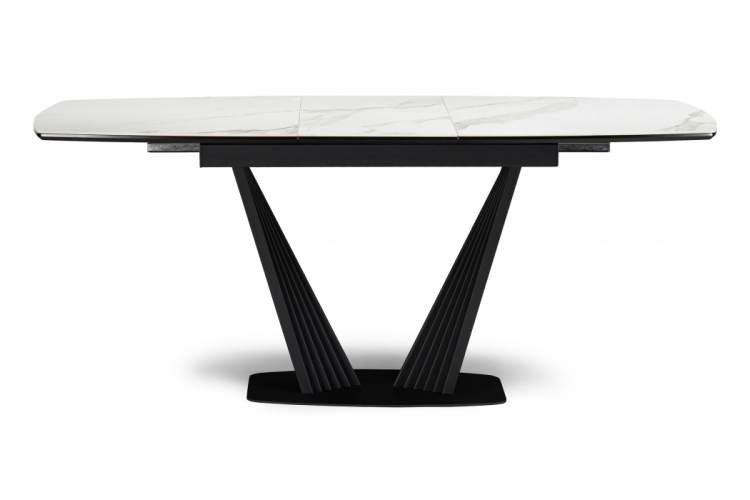 Керамический стол Вейл 140(180)х80 белый мрамор snow white / черный-2