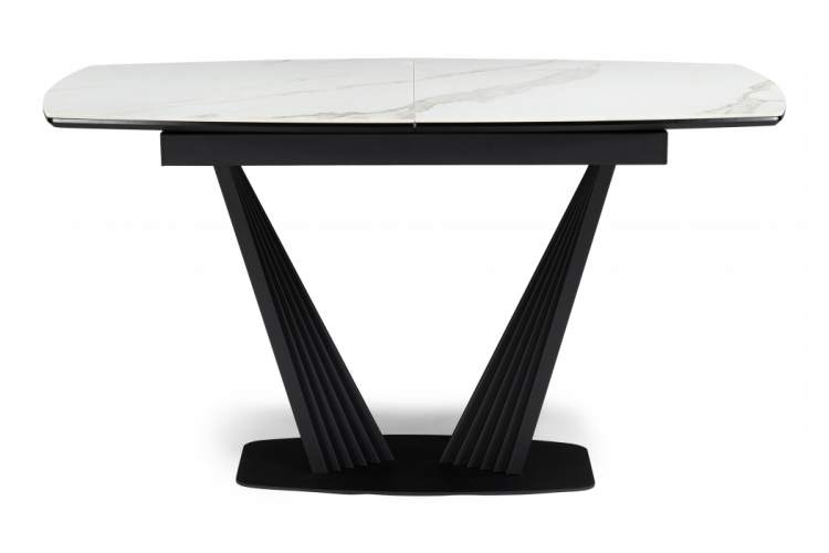 Керамический стол Вейл 140(180)х80 белый мрамор snow white / черный-3