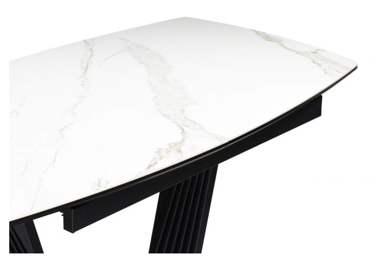 Керамический стол Вейл 140(180)х80 белый мрамор snow white / черный-5