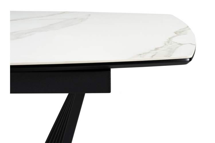 Керамический стол Вейл 140(180)х80 белый мрамор snow white / черный-6