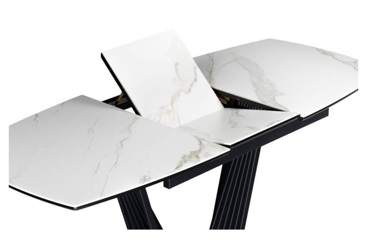 Керамический стол Вейл 140(180)х80 белый мрамор snow white / черный-7