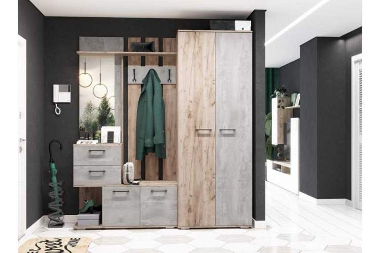 Вальс ВШ-1 дуб крафт серый / бетонный камень Прихожая-5