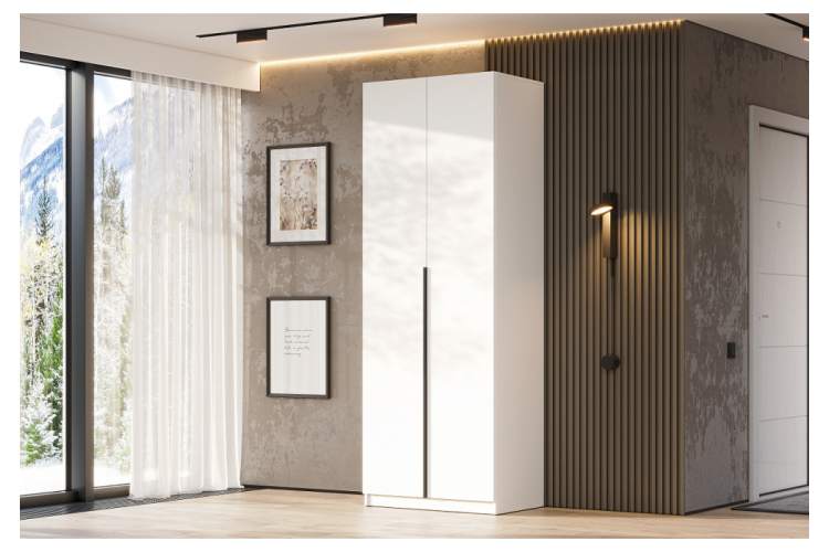 Шкаф Даиго двухстворчатый белый текстурный-3