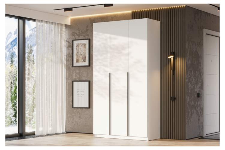 Шкаф Даиго трехстворчатый белый текстурный-1