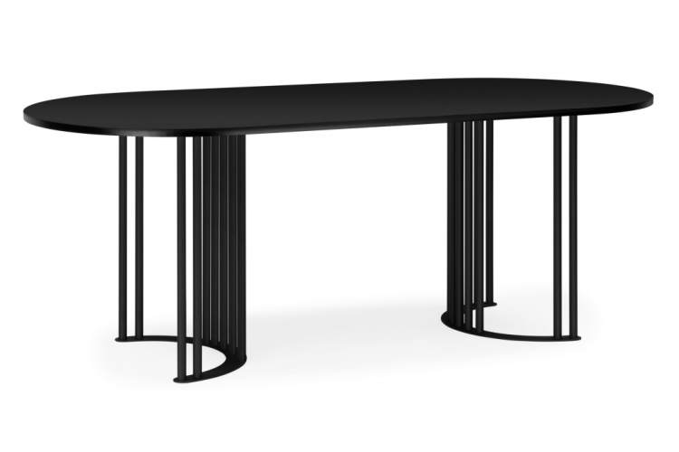 Стол деревянный Хьюго О 200 х 90 черная шагрень пленка / черные ноги