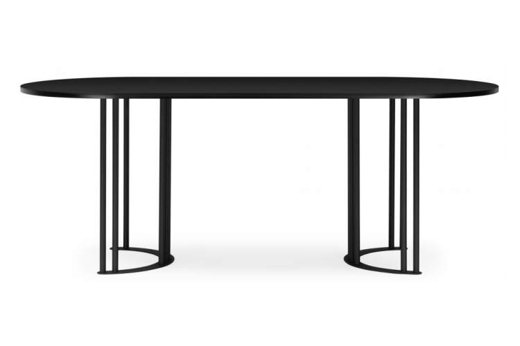 Стол деревянный Хьюго О 200 х 90 черная шагрень пленка / черные ноги-8