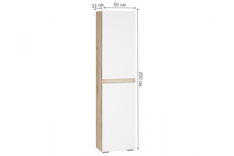 Шкаф Алетра П-500 дуб крафт серый / глянец белый-3