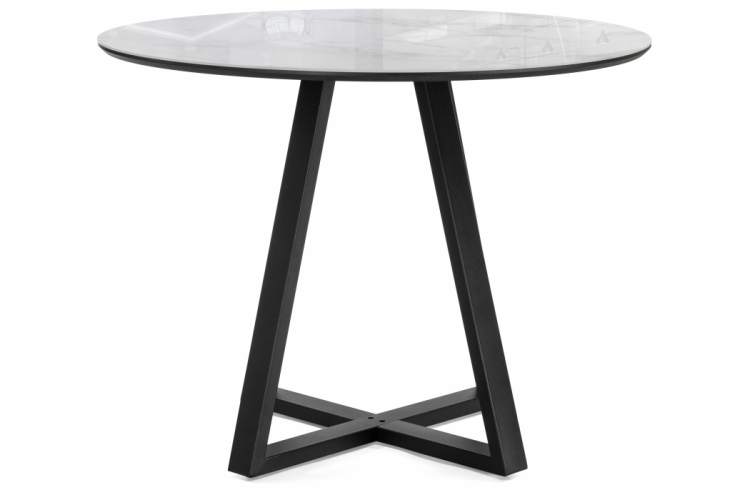 Стол стеклянный Норфолк 100 белый мрамор / черный-2