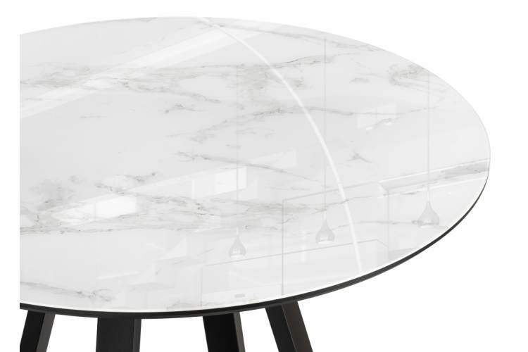 Стол стеклянный Норфолк 100 белый мрамор / черный-3