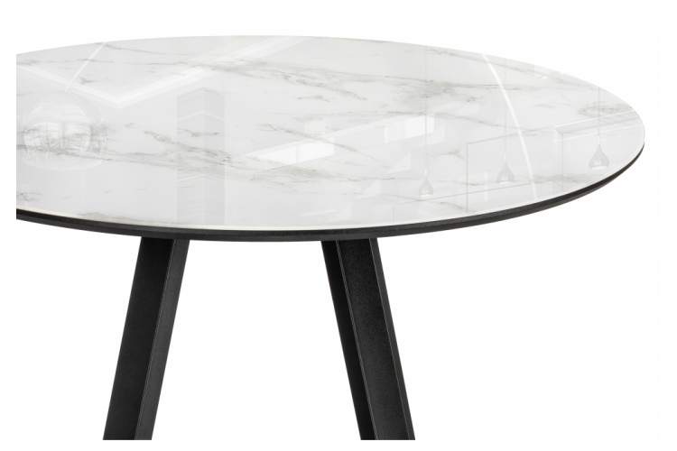 Стол стеклянный Норфолк 100 белый мрамор / черный-5