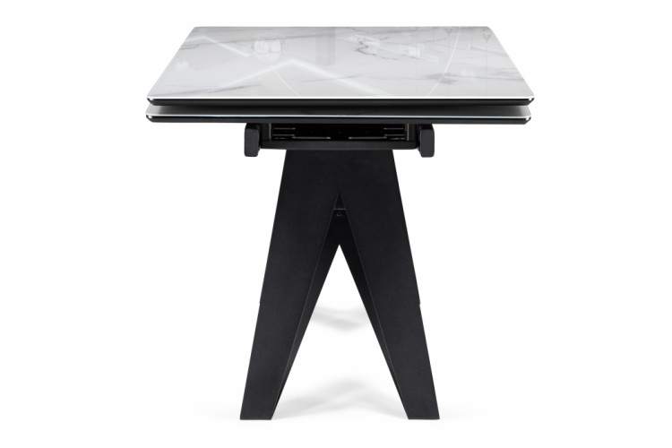 Стол стеклянный Блэкберн 140(200)х80 кристл белый мрамор / черный-8