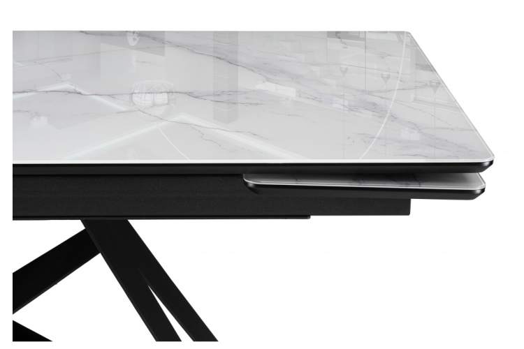 Стол стеклянный Блэкберн 140(200)х80 кристл белый мрамор / черный-11