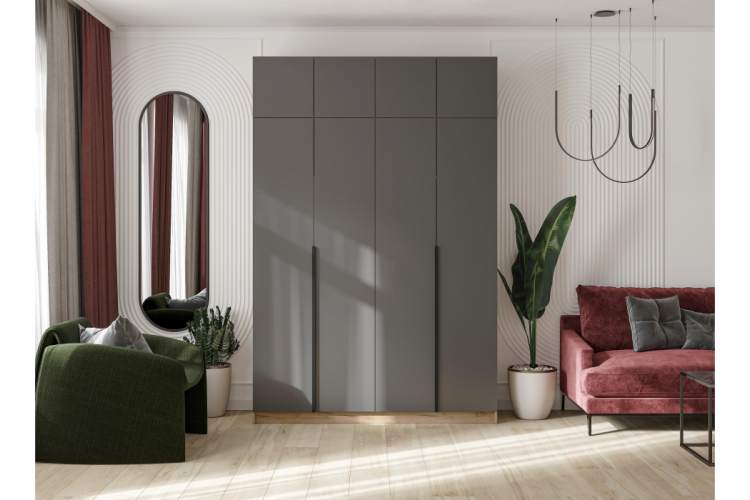 Шкаф Широн 1600 графит серый / дуб крафт золото-1