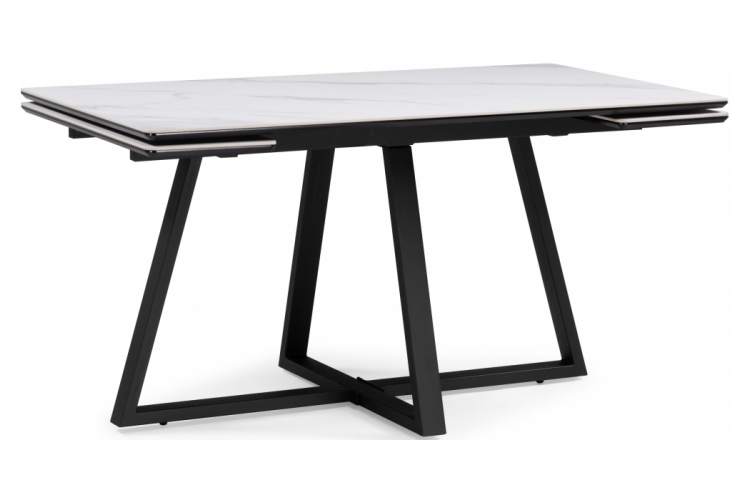 Керамический стол Памелла 120(180)х80 snow alpin / черный