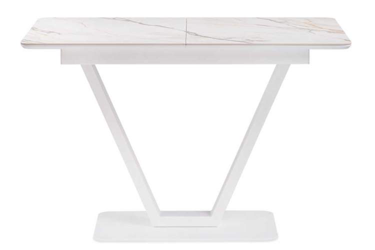 Керамический стол на тумбе Бугун 120(160)х80х77 белый мрамор с прожилками / белый-1