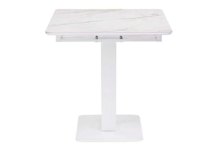 Керамический стол на тумбе Бугун 120(160)х80х77 белый мрамор с прожилками / белый-3